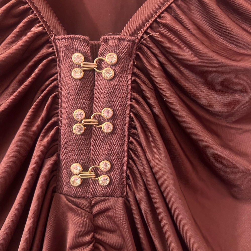 Cache Deep Brown Ruched Blouse - Picture 2 of 4